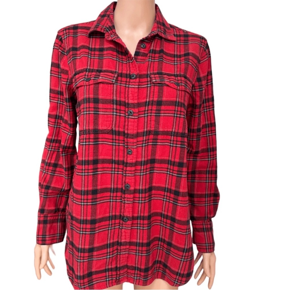 J.Crew plaid dual-pocket flannel long sleeve button-down shirt women’s size 00
